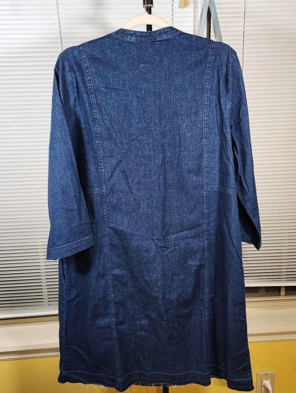 J Jill Denim Large Chambray Blue Cotton Stretch Lace Up Shift Dress - Picture 5 of 9